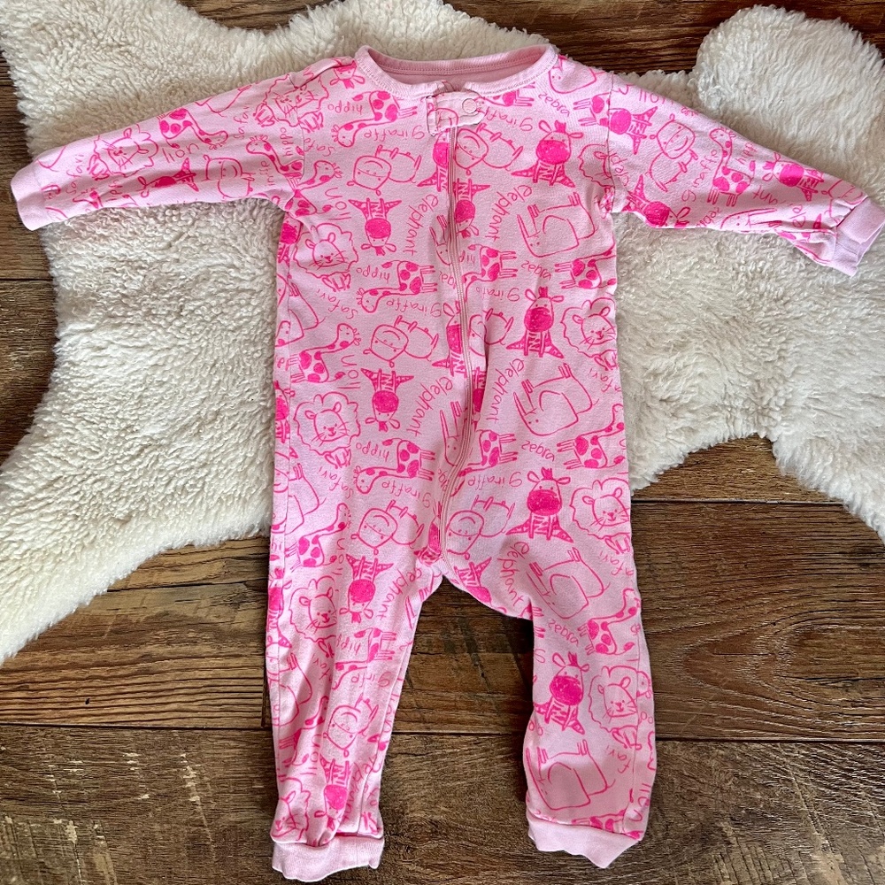 Children's Place Neon Pink Safari Sleeper - 100% cotton